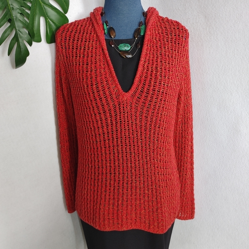 Chico's Hooded Pullover Stretch Sweater